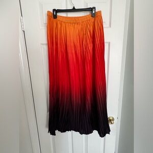 Beautiful Pleated Sunset Ombré Maxi Skirt